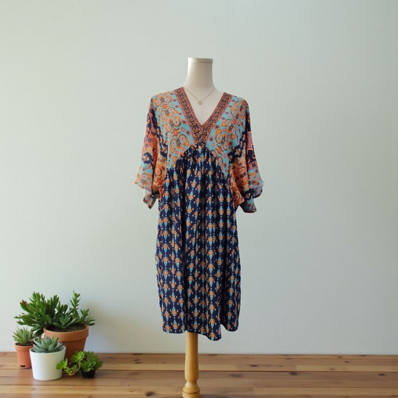 A&A Dresses & Skirts - Bohemian Floral V-Neck Tunic Dress Womens 2X